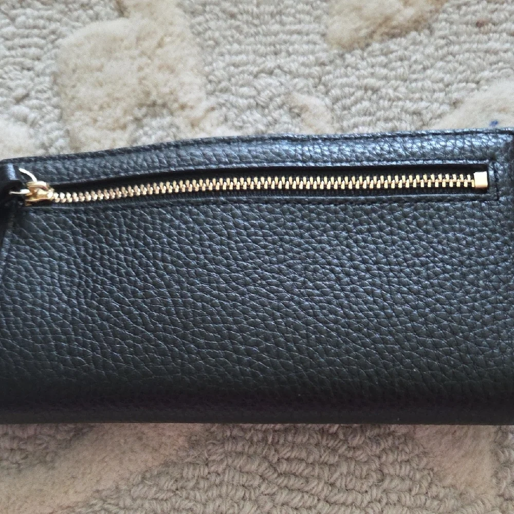 Kate Spade Black Leather Wallet with Gold Logo